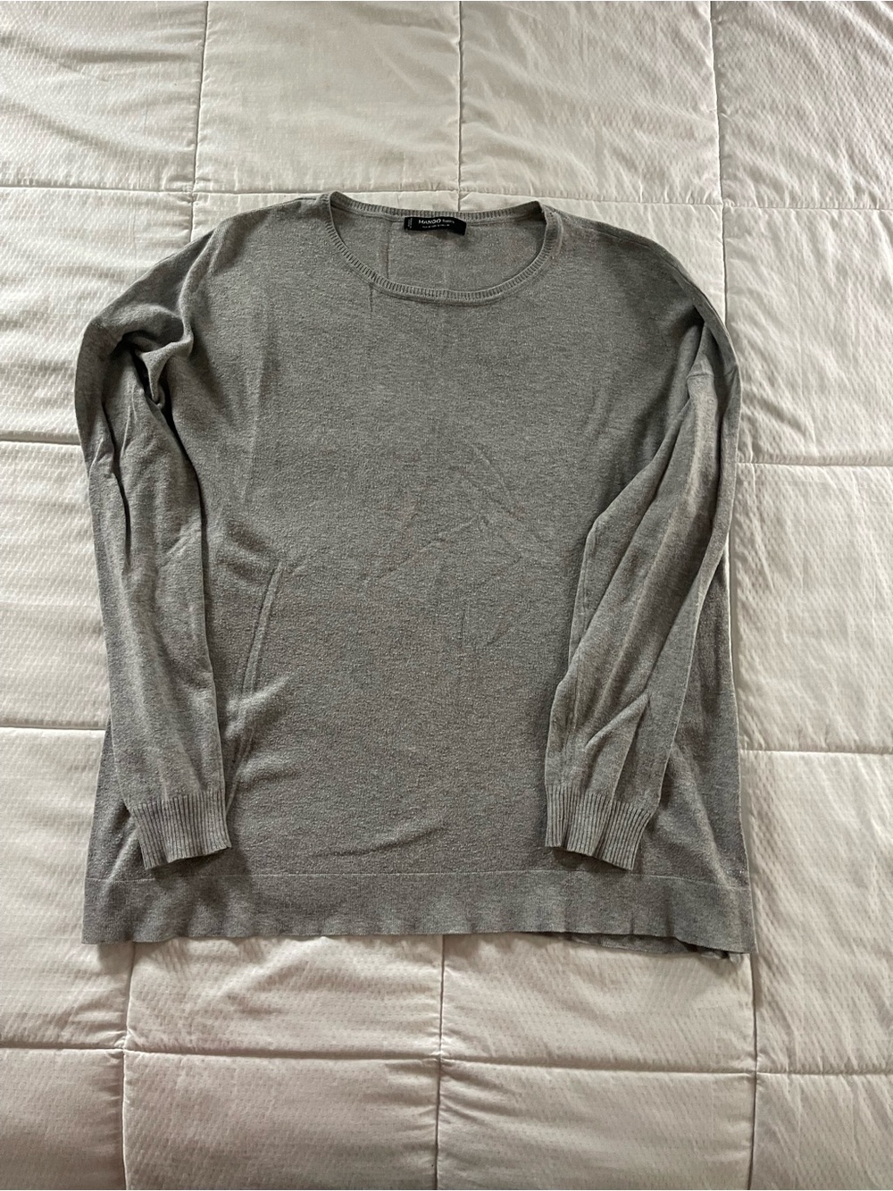 MANGO Women’s Crew Neck Gray Sweater